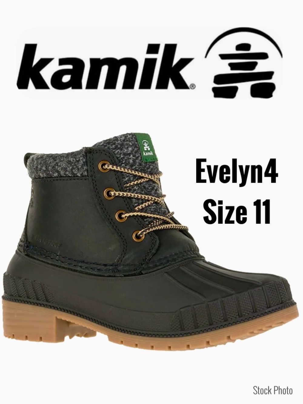 Kamik Evelyn4 Waterproof Thinsulate Lace-up Leather Cushioned Footbed Boot (11)